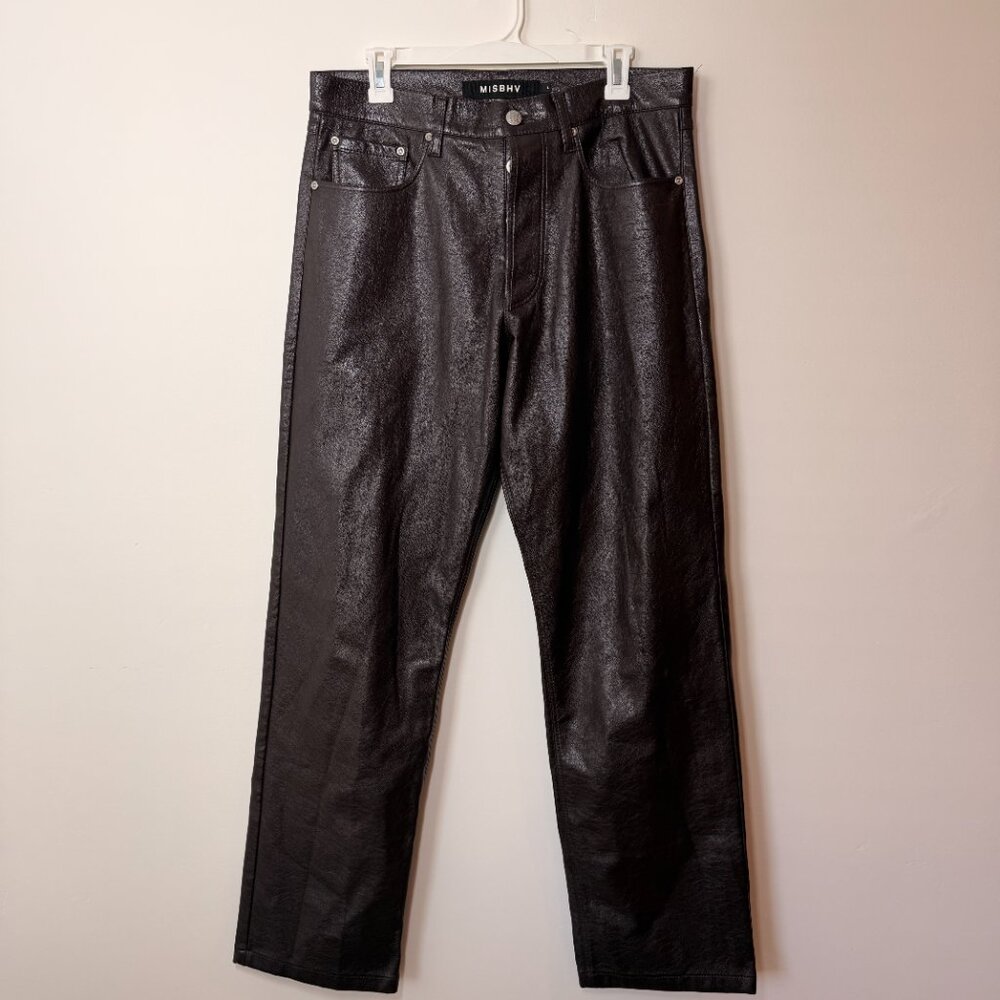 MISBHV Men’s Faux Leather Straight Leg Pants Size Large